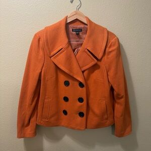 Women’s XL INC International Concepts Orange Double Breaded Long Sleeve Peacoat